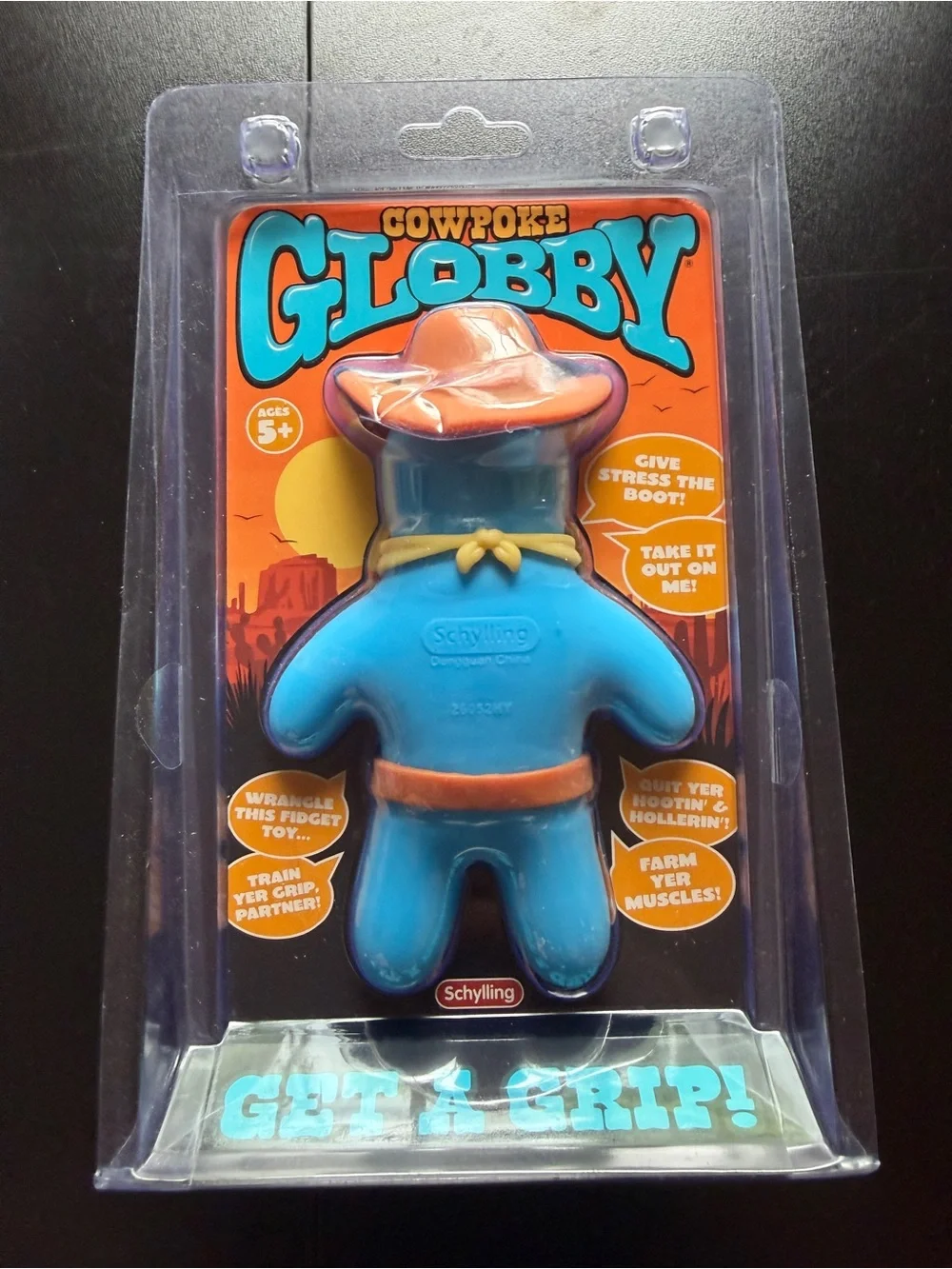 New Schylling Globby Cowpoke Squishy Stress Relief Fidget Toy Get a Grip Cowboy